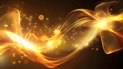 Wall Mural - golden abstract waves with shimmering particles.