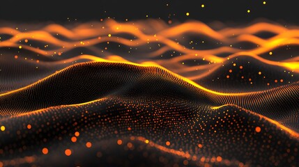 Wall Mural - abstract digital landscape with glowing particles.