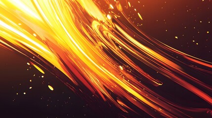 Wall Mural - dynamic abstract design with flowing lines of golden hues.