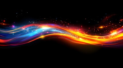 Wall Mural - abstract design with vibrant color waves and sparkling particles.