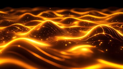 Wall Mural - abstract gold wave patterns on a dark background.