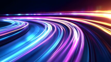 Wall Mural - abstract vibrant curves of light streaks.