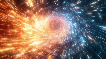 Wall Mural - abstract swirling tunnel of vibrant light rays.