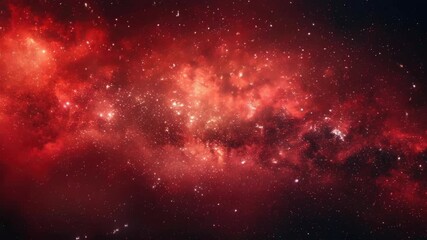 Wall Mural - A red galaxy with many stars. The stars are scattered throughout the galaxy. The galaxy is very large
