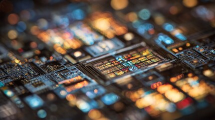 A detailed close-up image of a quantum computer chip showcasing intricate technology and design.