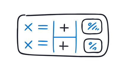 Simple math equations with plus signs and percentage symbols minus