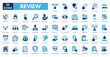 © Zero_wing - review fill icon set. Star Rating, Thumbs Up, Thumbs Down, Verified Badge, Customer Review, Expert Review, Product Evaluation