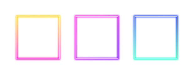 Wall Mural - collection of colorful gradient glowing square frames with transparent background