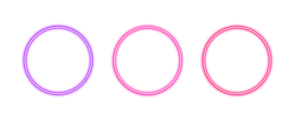 Canvas Print - a collection of colorful glowing neon circle frames