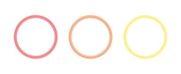 Wall Mural - a collection of colorful glowing neon circle frames