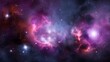 © YUANCEN - Stunning cosmic nebula in outer space with colorful glowing gas clouds in purple pink and blue, countless sparkling stars and dreamy mysterious galaxy atmosphere