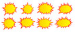 © Mariia - Bold starburst shapes isolated on white background. Set of bright yellow sale stickers with red outlines. Bursting speech stars with space for text.