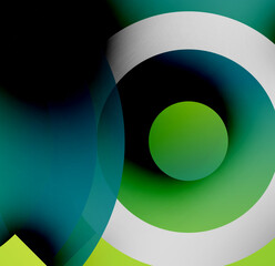 Wall Mural - abstract composition featuring overlapping circles. gradient colors blend from dark blues to vibrant