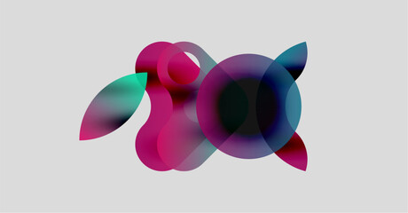 Wall Mural - abstract colorful shapes overlap, creating dynamic visual effect. gradient hues blend, forming moder