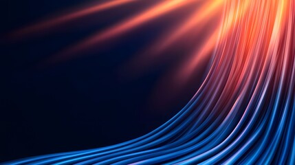 Wall Mural - the image displays a modern abstract design featuring vibrant, curving blue lines transitioning into