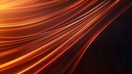 Wall Mural - The image showcases dynamic, glowing orange lines that curve and intersect against a dark background speckled with small, illuminated particles, suggesting movement and energy.