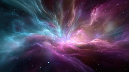 Canvas Print - colorful cosmic abstract art with nebula in deep space background