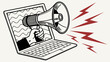 © Zurovac  - Laptop screen with megaphone announcement digital marketing online advertising social media promotion.