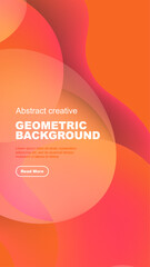 Wall Mural - Abstract shapes overlap, creating vibrant color gradients. Text block present with button. Modern design, dark background.