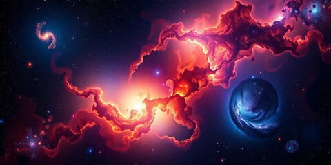 Wall Mural - Cosmic nebulae, galaxies, and starscape vector banner templates,  cosmic,  galaxy background