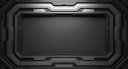 Futuristic Dark Gray Metal Panel Design.