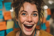 © CHANX789X - Excited Woman with Bright Blue Eyes and a Wide Smile