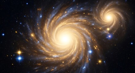Spiral Galaxies Colliding in Space.