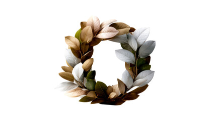 Wall Mural - Ring of Autumnal and Green Leaves with White Accents, cut out transparent