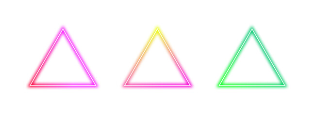 Canvas Print - collection of colorful gradient glowing triangle frames with transparent background