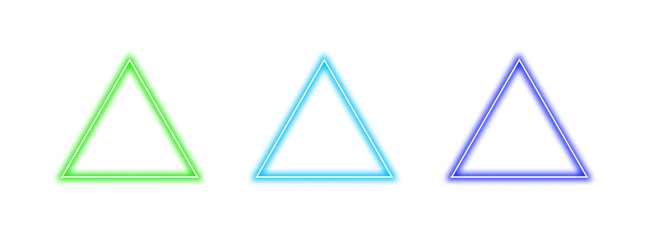 Wall Mural - collection of colorful glowing neon triangle frames