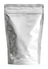 Packaging innovations sleek silver pouch modern design product display isolated on transparent background