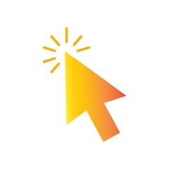 Wall Mural - Clicking Cursor Pointer Illustration in Gradient Yellow and Orange for User Interface and Website Navigation Designs