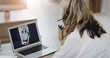 © peopleimages.com - Psychologist, person and laptop for video call at house for consultation, therapy session and advice. Woman, therapist and screen with headset for webinar chat, patient counseling and wellness tips