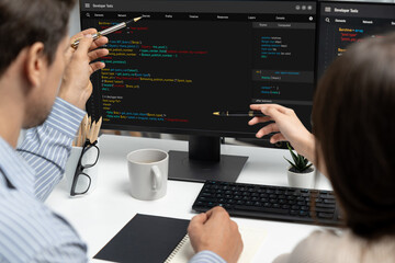 Software development programming on computer screen for brisk application and program coding