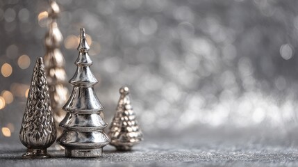 Wall Mural - christmas composition of christmas tree toys on a blurred silver background no logos no brands ar 16