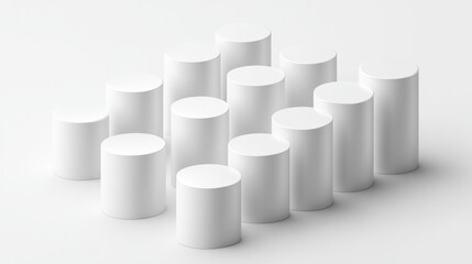 abstract white cylindrical shapes arrangement