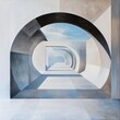 © RobertShuk - Abstract architecture perspective with arches and sky offering unique geometric aesthetic