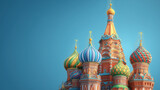 banner st basil cathedral moscow, banner background with colorful domes, festive vibe,