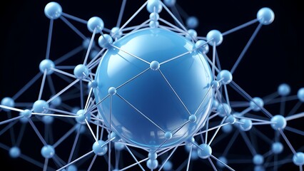 Futuristic interconnected sphere structure in blue and white, symbolizing innovation.