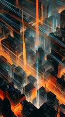 Wall Mural - Futuristic cityscapes with vibrant light trails.