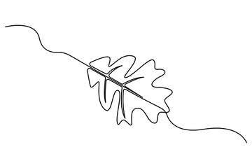 Wall Mural - leaf symbol continuous one line drawing vector minimalist outline art illustration on white backgrou