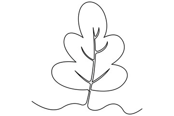 Wall Mural - leaf symbol continuous one line drawing vector minimalist outline art illustration on white backgrou