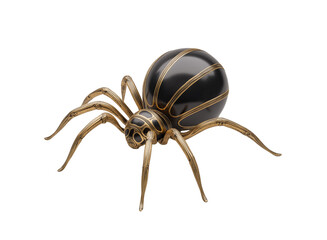 Sticker - Black and gold decorative spider sculpture graphic isolated on a transparent background
