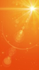 Wall Mural - abstract orange autumn background with sun light rays and lens flare animation, yellow bokeh lights and glitters  vertical social media motion background