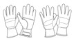 © rabbivay - Pair of detailed outline drawings of protective work gloves shown from the front and side with a clean white background silhouette
