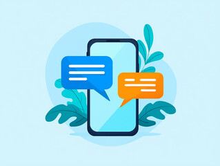Smartphone mobile messaging chat bubbles communication digital technology online conversation illustration