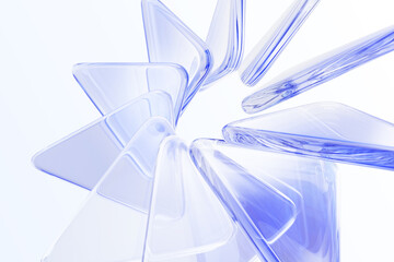Wall Mural - abstract blue 3d background with glass transparent triangle plate shapes and circle effect. geometri