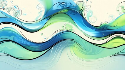 Wall Mural - abstract blue and green liquid waves