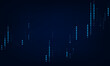 © riski - Abstract blue neon growing financial graph chart background. Vector dotted lines tech design