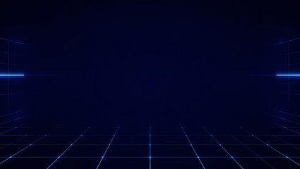 Wall Mural - Abstract digital blue grid with glowing lines, representing data and technology.